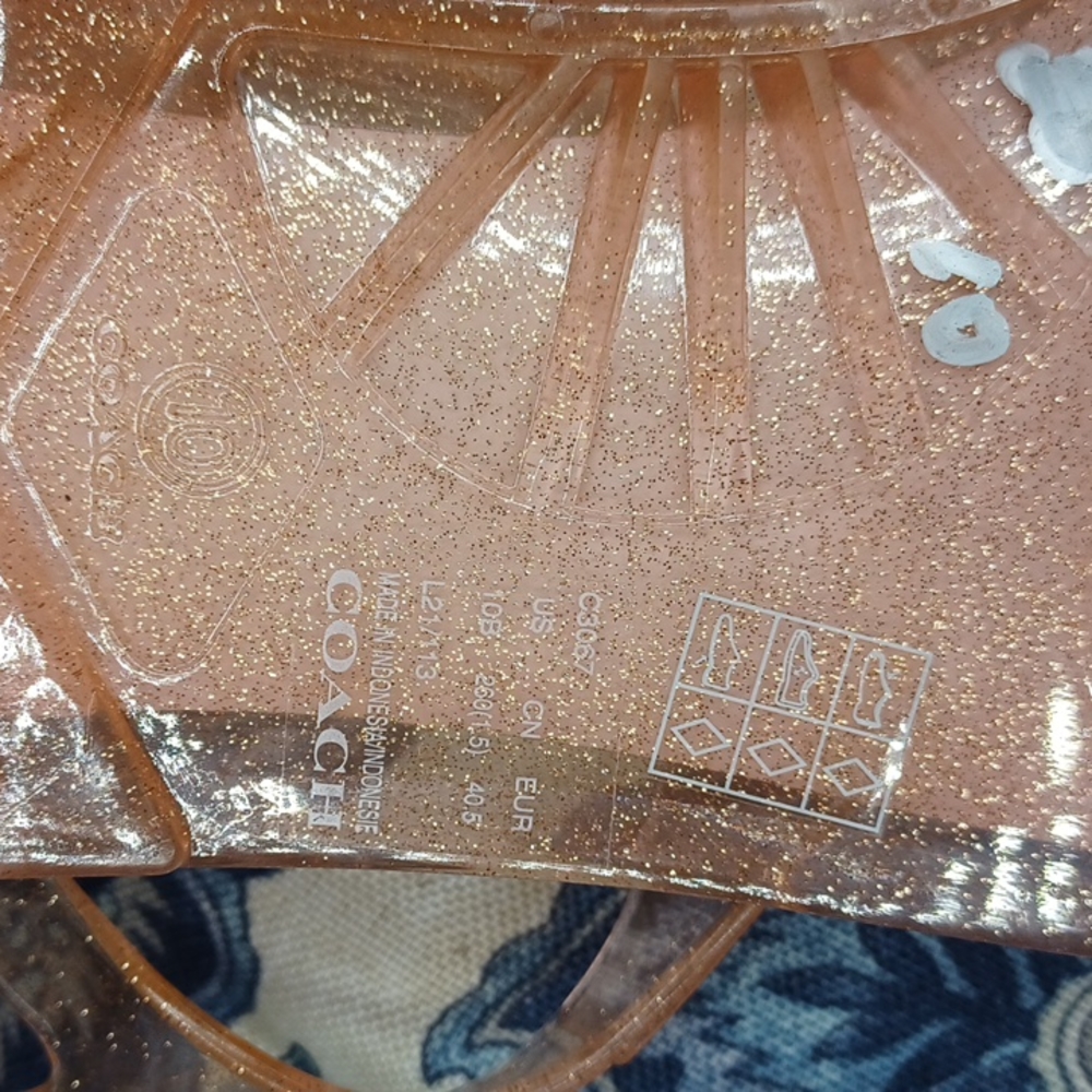 COACH Pink Sparkle Natalee Flat Toepost Sandals Size 10 NEW - Picture 11 of 12